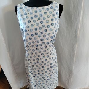 Liz Claiborne Lizsport Floral Sleeveless Dress - White and Blue Size 12